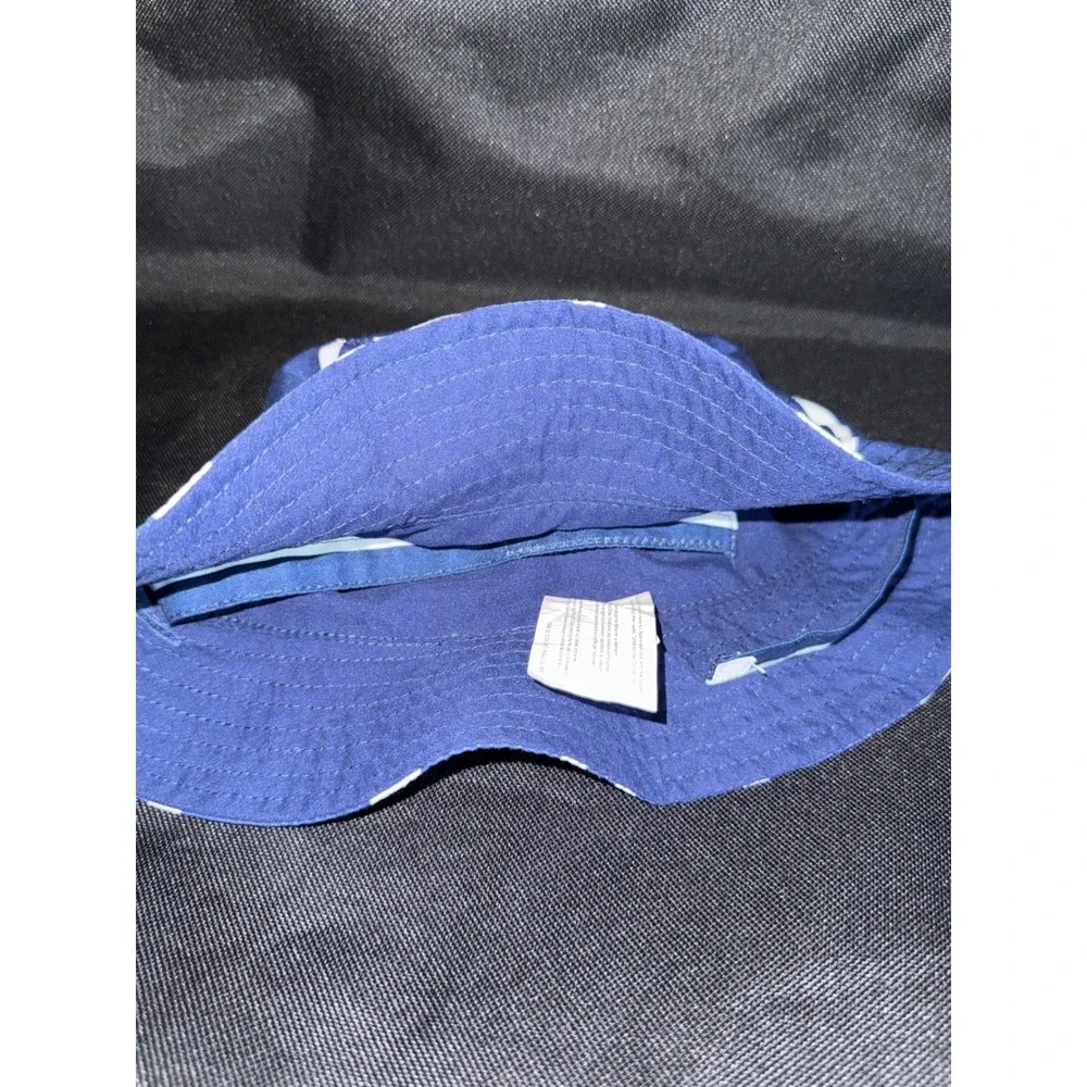 Carters Baby Boy Blue White Striped Bucket Sun Hat Chin Strap 12-24M